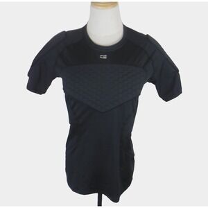 COOLOMG Shirt Boys M Black Football Padded Chest Rib Shoulder Protector